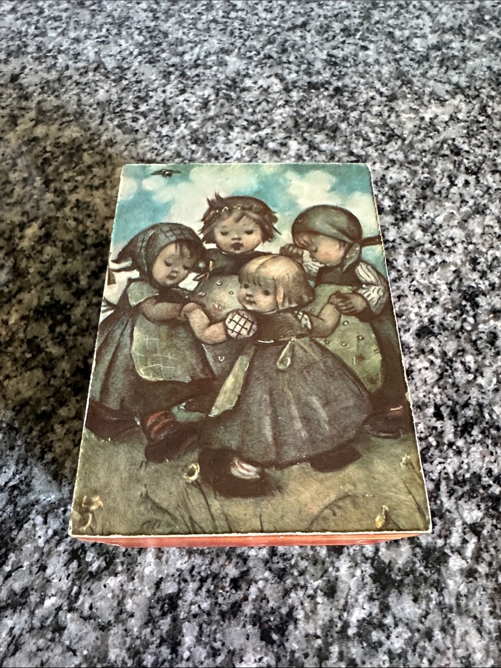 Hummel Vintage Illustration Toy Box Art - Green and Blue Tones